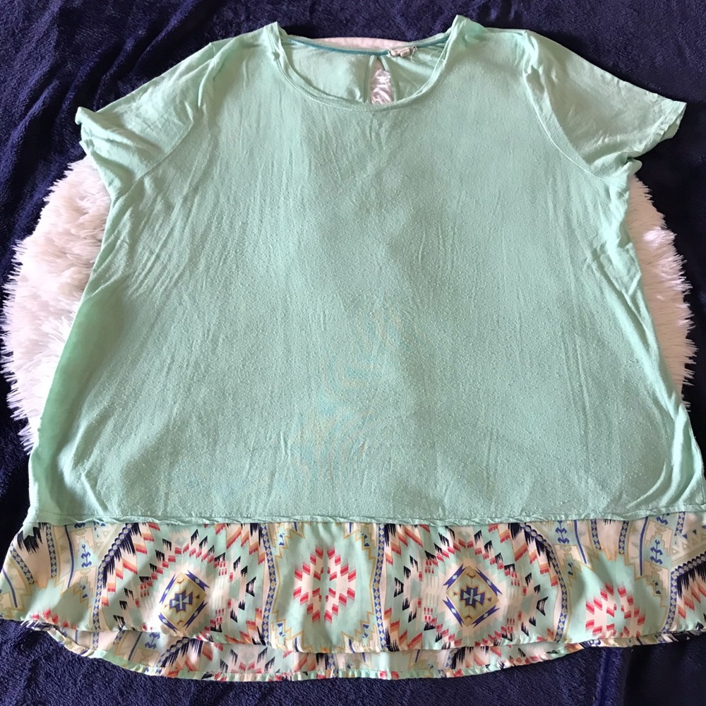 3/$20 Eyeshadow Mint Green Key Hole Back T-Shirt